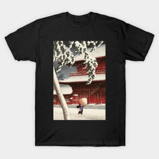 Red temple in Snow Japanese art T-Shirt